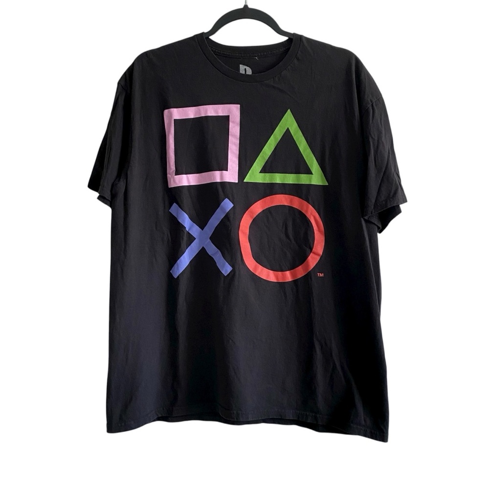 Black PlayStation Control Button Symbol Black T-Shirt XL